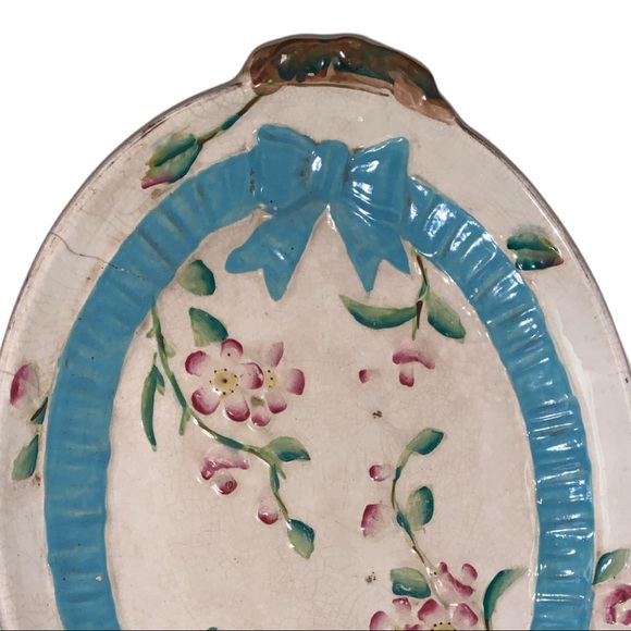 Vintage 1930’s -50’s Shabby Chic Raised Bouquet Floral Serving Platter Dish - Picture 3 of 6